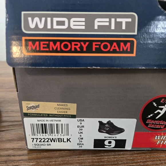 Skechers Women's Work Squad SR Slip On Black Shoes #77222W WIDE Size 9 - Picture 10 of 13